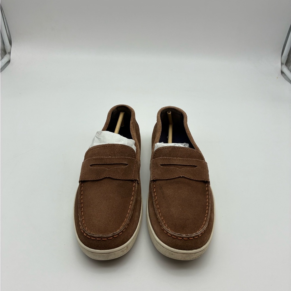 Men's Brown Suede Penny Loafers, 10